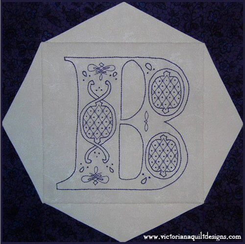 Victorian Initials Bluework Embroidery Pattern