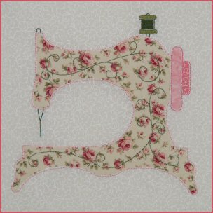 Rose Cottage Sewing Machine Block