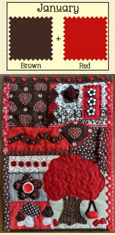 Let's Play 2025 January Brown & Red Mini Quilt