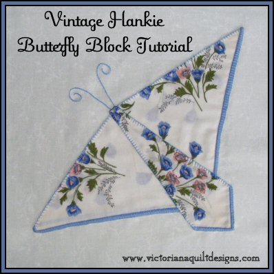 Vintage Hankie Butterfly Block Free Quilt Tutorial